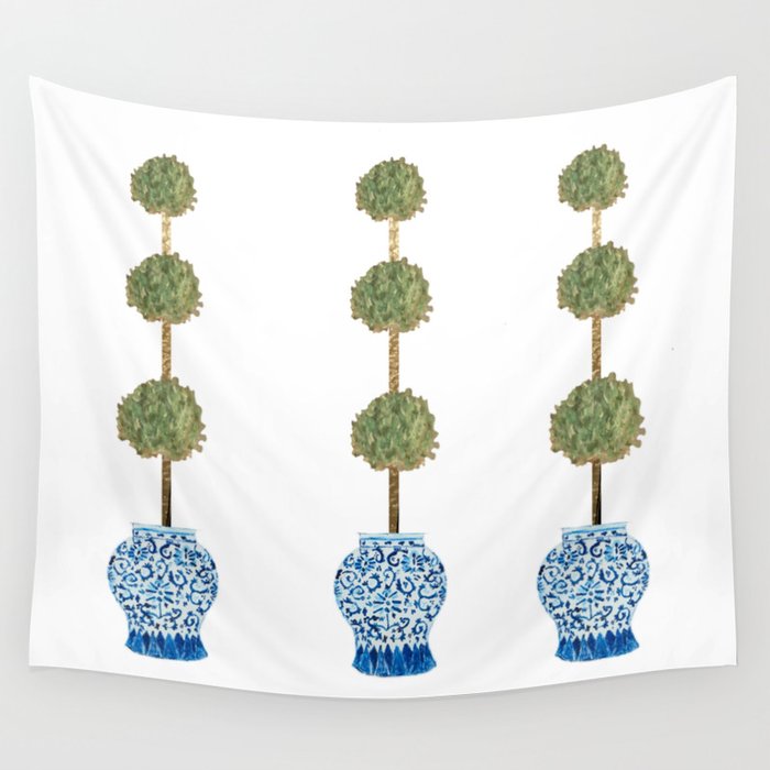 Three Hand Painted Topiary Topiaries  Wall Tapestry Gallery Image 4