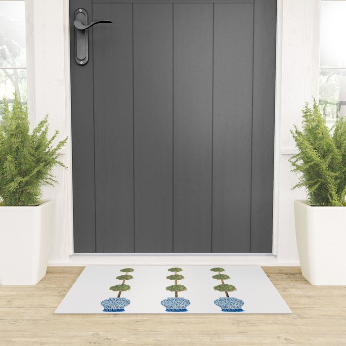 Three Hand Painted Topiary Topiaries  Welcome Mat Gallery Image 3