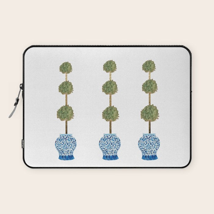 Three Hand Painted Topiary Topiaries  Laptop Sleeve Gallery Image 1
