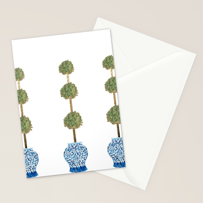 Three Hand Painted Topiary Topiaries  Stationery Card Gallery Image 2