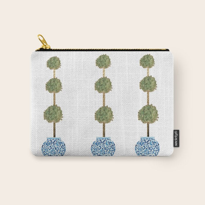 Three Hand Painted Topiary Topiaries  Carry All Pouch Gallery Image 1