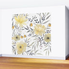 Modern, Floral Prints, Yellow, Gray and White Wall Mural Gallery Image 2