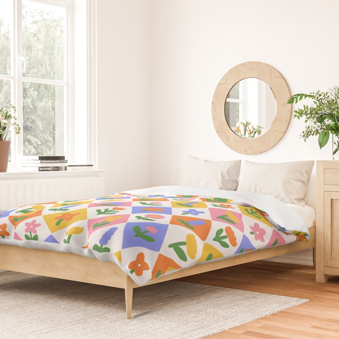 Retro colorful geometric flower art pattern Duvet Cover Gallery Image 2