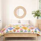 Retro colorful geometric flower art pattern Duvet Cover Gallery Image 3