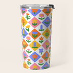 Retro colorful geometric flower art pattern Travel Mug Gallery Image 2