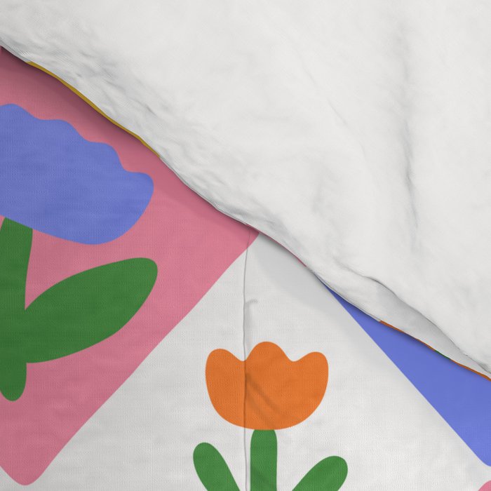 Retro colorful geometric flower art pattern Comforter Gallery Image 4