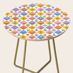 Retro colorful geometric flower art pattern Side Table Gallery Image 2