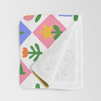 Retro colorful geometric flower art pattern Throw Blanket Gallery Image 3