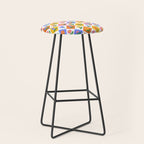 Retro colorful geometric flower art pattern Stool Gallery Image 1