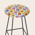 Retro colorful geometric flower art pattern Stool Gallery Image 2