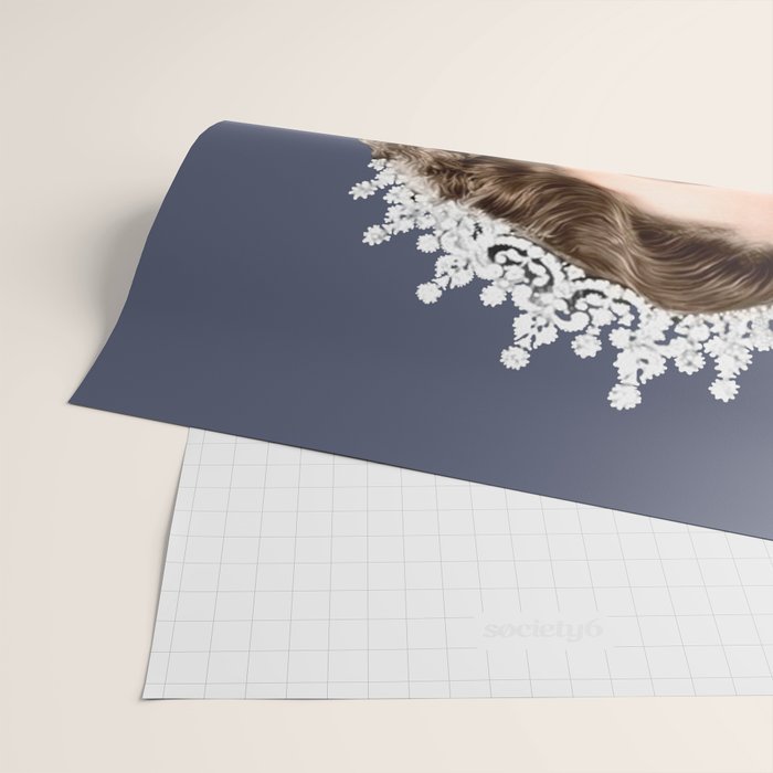 Queen Elizabeth in blue satin blowing a bubble gum Wrapping Paper Gallery Image 2