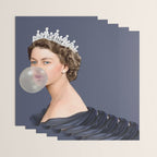 Queen Elizabeth in blue satin blowing a bubble gum Wrapping Paper Gallery Image 3