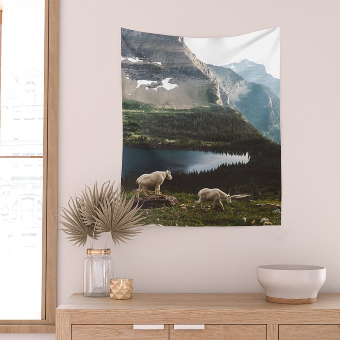 A Walk With The Mountain Goats Wall Tapestry Gallery Image 2
