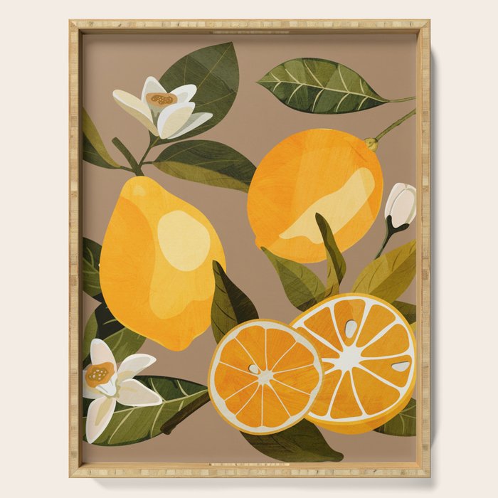 Lemons Botanical Art 2 Serving Tray Gallery Image 1