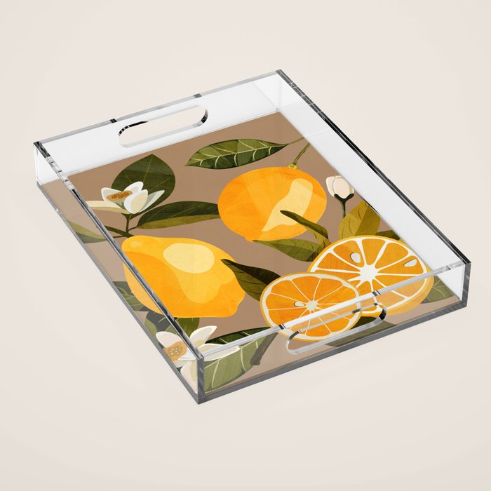 Lemons Botanical Art 2 Acrylic Tray Gallery Image 1