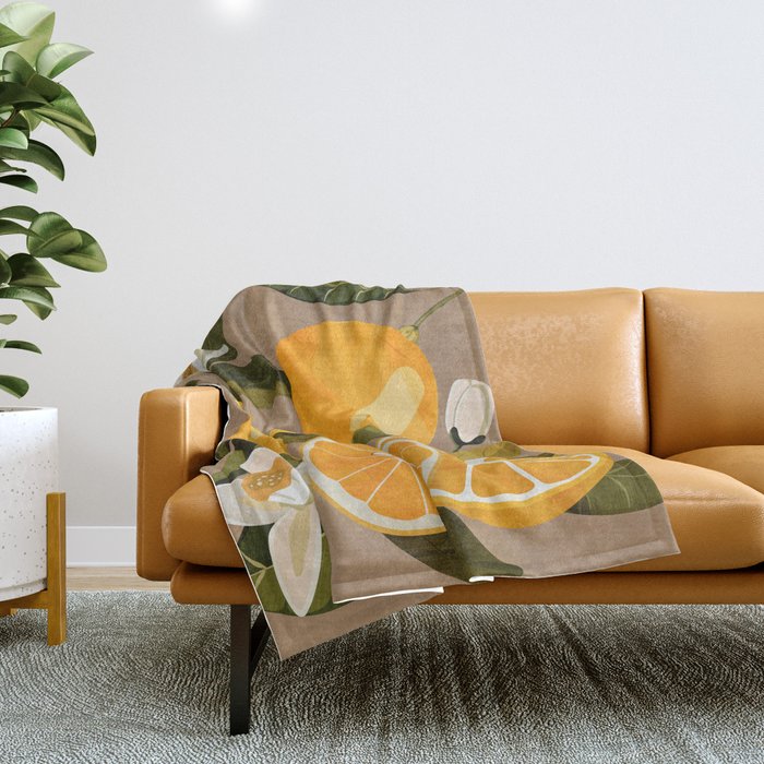 Lemons Botanical Art 2 Throw Blanket Gallery Image 1