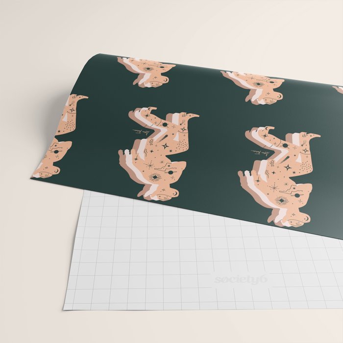Space Cowboy - Emerald & Peach Wrapping Paper Gallery Image 2
