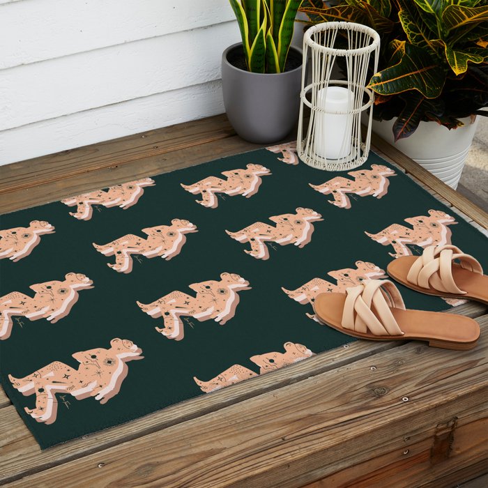 Space Cowboy - Emerald & Peach Outdoor Rug Gallery Image 2