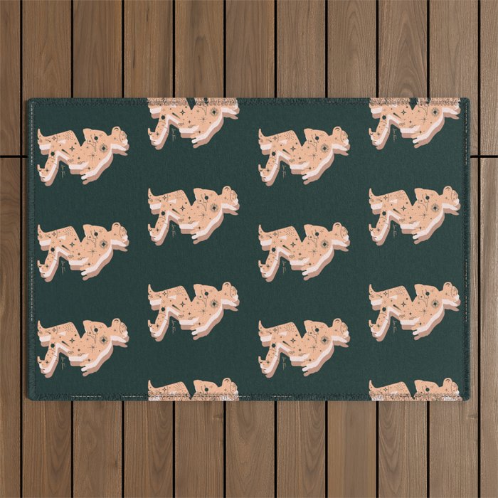 Space Cowboy - Emerald & Peach Outdoor Rug Gallery Image 1