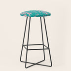Tiki Temptress in Pink and Turquoise Stool Gallery Image 1