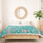 Tiki Temptress in Pink and Turquoise Duvet Cover Gallery Image 3