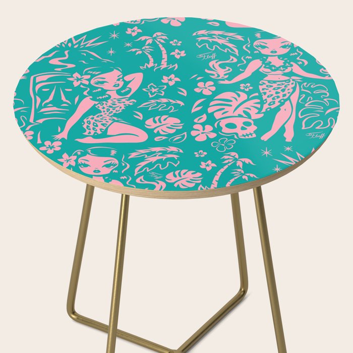 Tiki Temptress in Pink and Turquoise Side Table Gallery Image 2