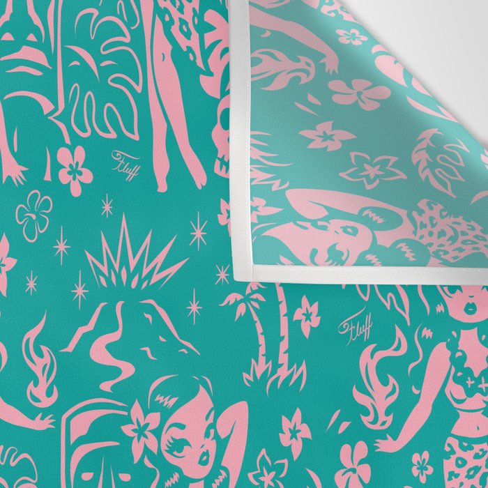 Tiki Temptress in Pink and Turquoise Wall Tapestry Gallery Image 3