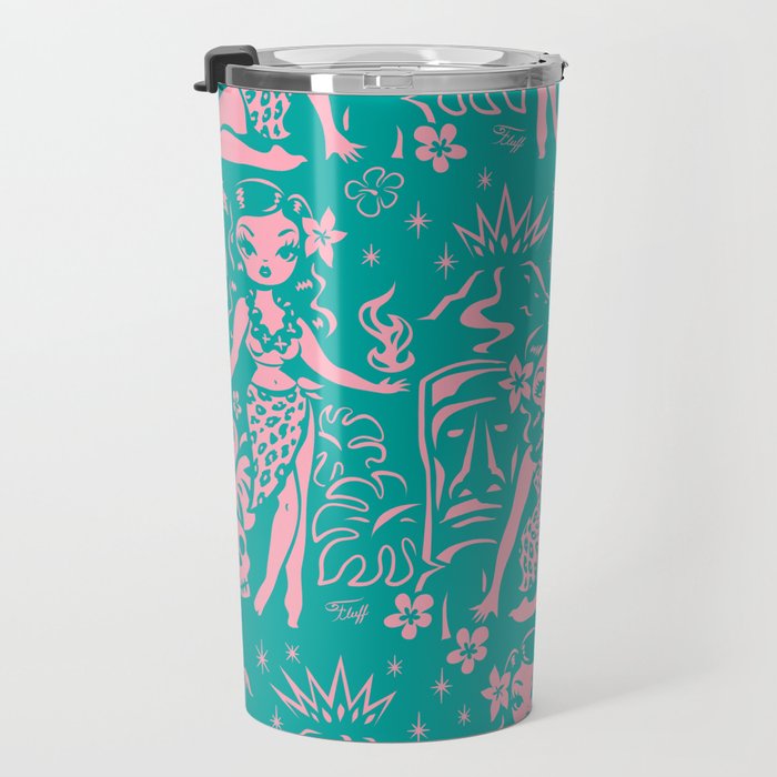 Tiki Temptress in Pink and Turquoise Travel Mug Gallery Image 3