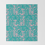 Tiki Temptress in Pink and Turquoise Throw Blanket Gallery Image 2