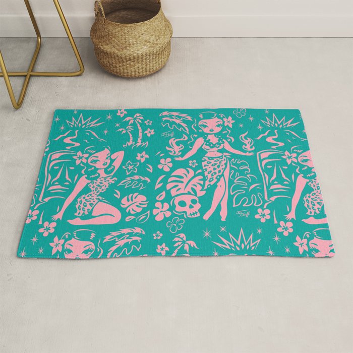 Tiki Temptress in Pink and Turquoise Rug Gallery Image 1