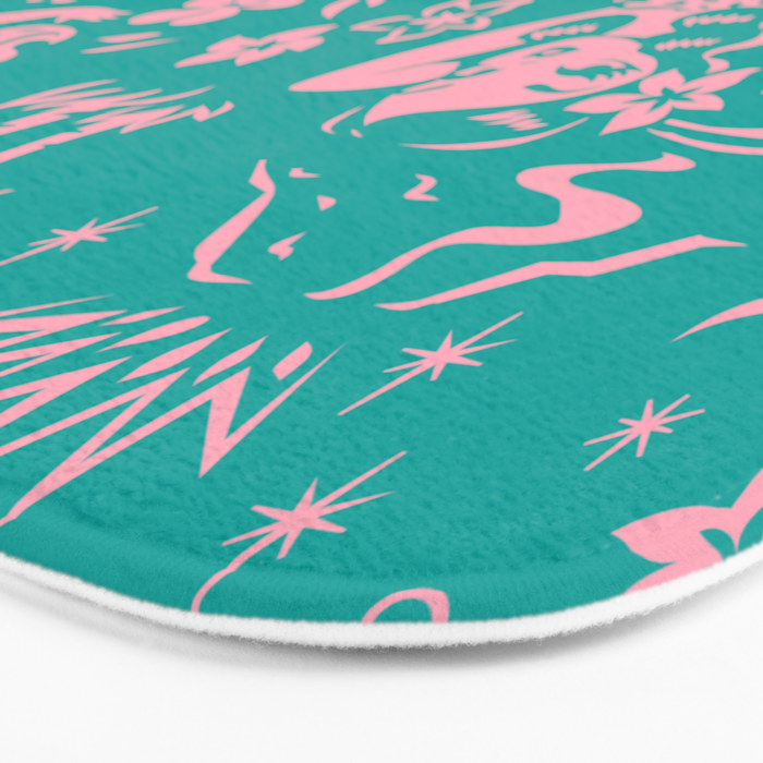 Tiki Temptress in Pink and Turquoise Bath Mat Gallery Image 3