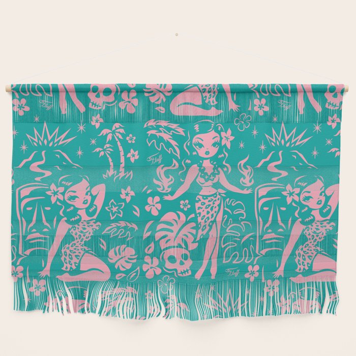 Tiki Temptress in Pink and Turquoise Wall Hanging Gallery Image 1