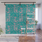 Tiki Temptress in Pink and Turquoise Wall Mural Gallery Image 1