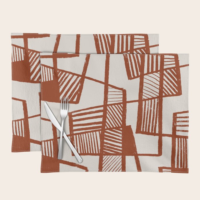Burnt Orange Line Art Pattern Placemat Gallery Image 1