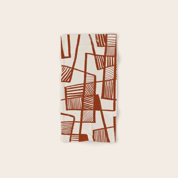 Burnt Orange Line Art Pattern Bath Towel Gallery Image 1