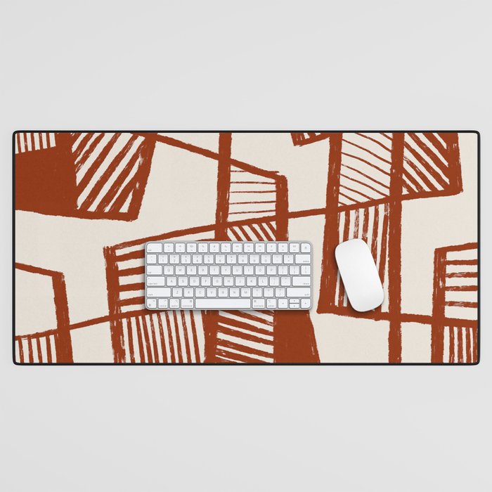 Burnt Orange Line Art Pattern Desk Mat Gallery Image 1