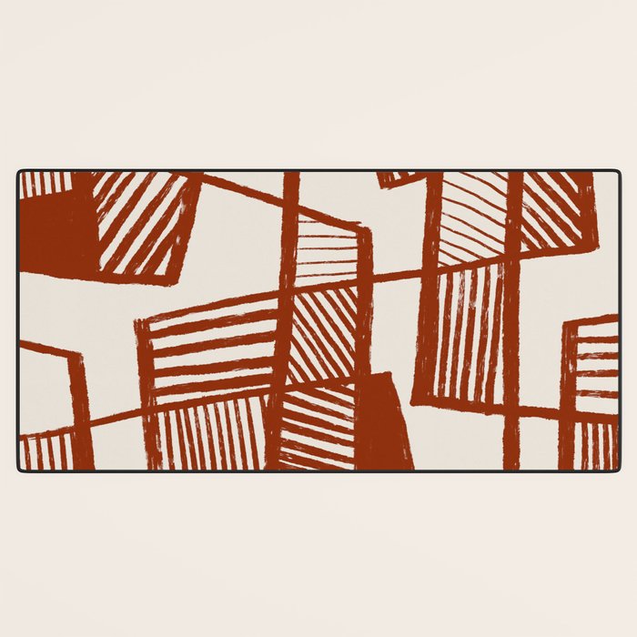 Burnt Orange Line Art Pattern Desk Mat Gallery Image 3