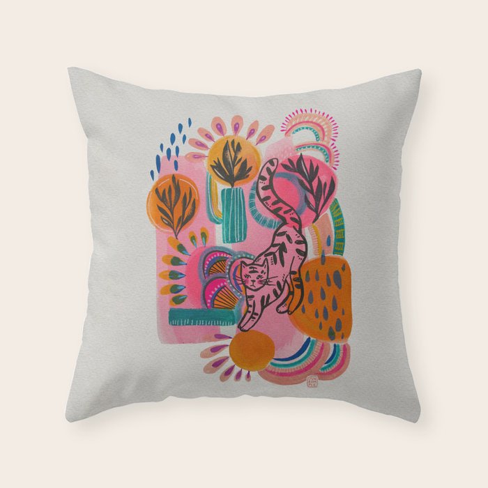 Love cats in the wild Throw Pillow Gallery Image 1