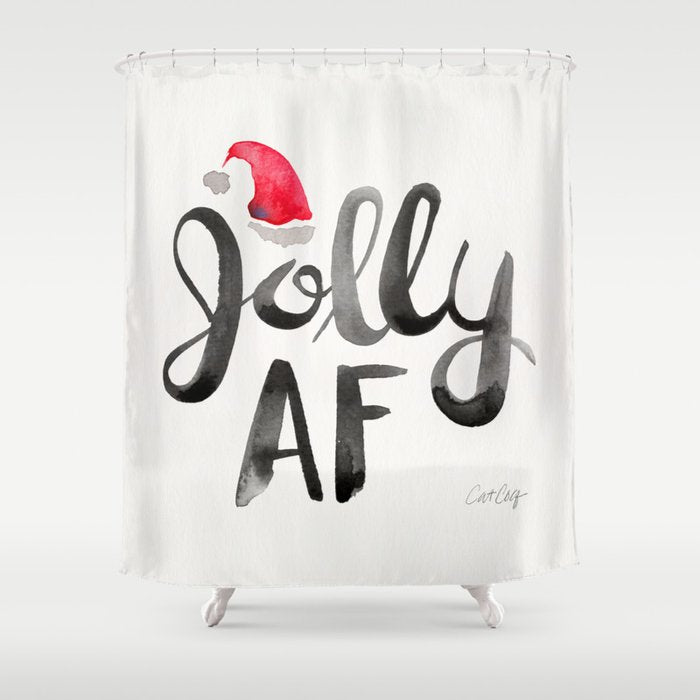 Jolly AF - Black Typography Shower Curtain Gallery Image 1