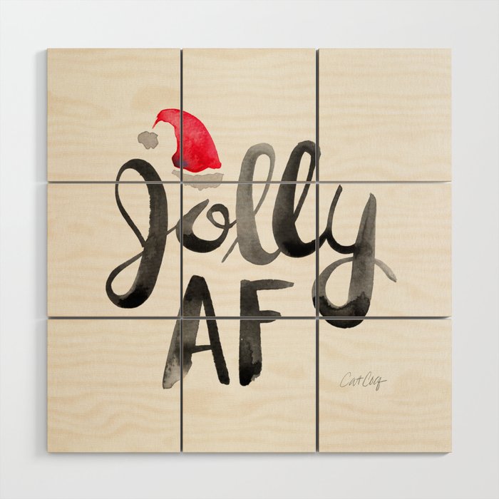 Jolly AF - Black Typography Wood Wall Art Gallery Image 1