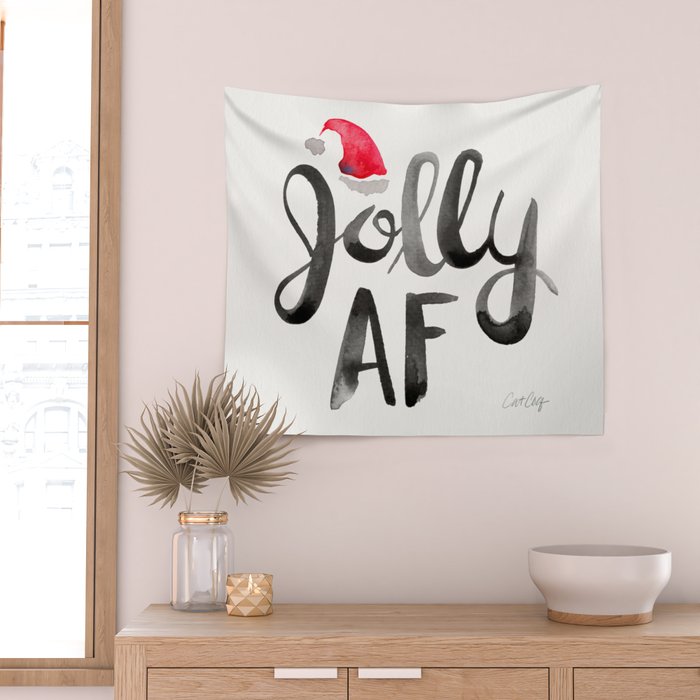 Jolly AF - Black Typography Wall Tapestry Gallery Image 2