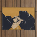 Minimal Abstract Art Woman Portrait 3 Outdoor Rug Gallery Image 1