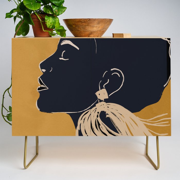 Minimal Abstract Art Woman Portrait 3 Credenza Gallery Image 1