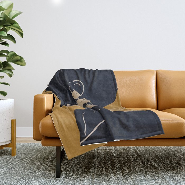 Minimal Abstract Art Woman Portrait 3 Throw Blanket Gallery Image 1