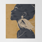 Minimal Abstract Art Woman Portrait 3 Throw Blanket Gallery Image 2