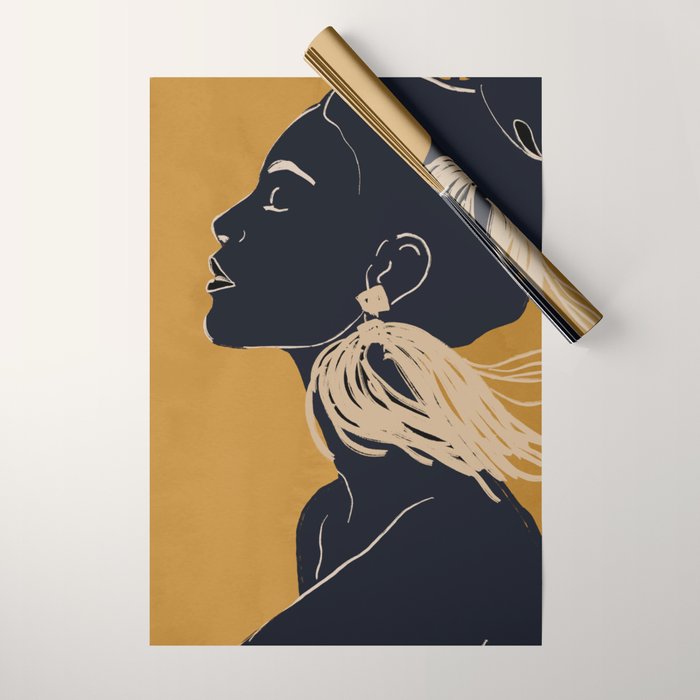 Minimal Abstract Art Woman Portrait 3 Wrapping Paper Gallery Image 1