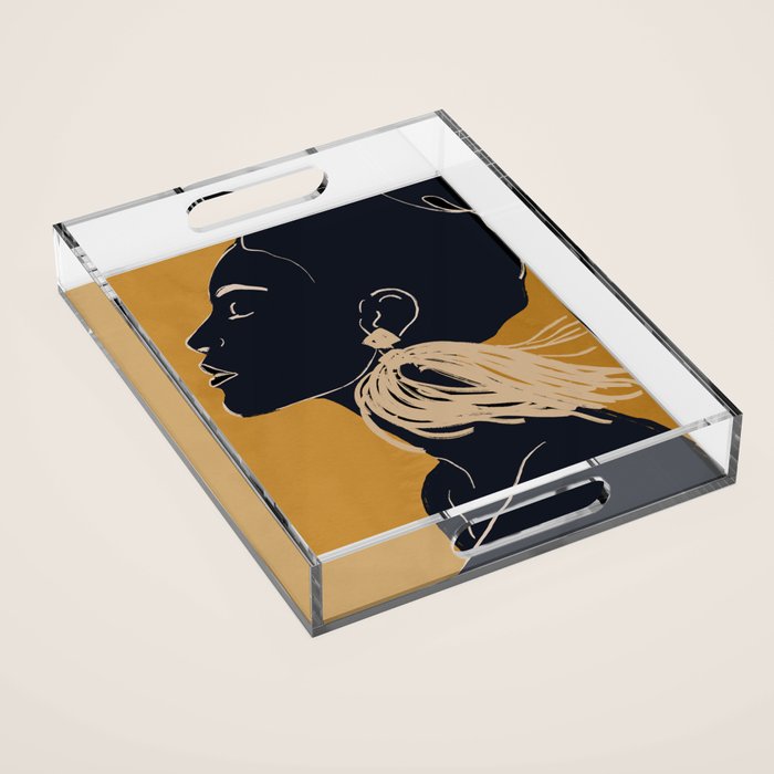 Minimal Abstract Art Woman Portrait 3 Acrylic Tray Gallery Image 1