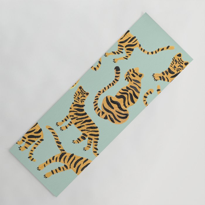 Tiger Collection - Mint & Orange Yoga Mat Gallery Image 1
