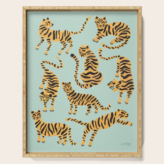 Tiger Collection - Mint & Orange Serving Tray Gallery Image 1