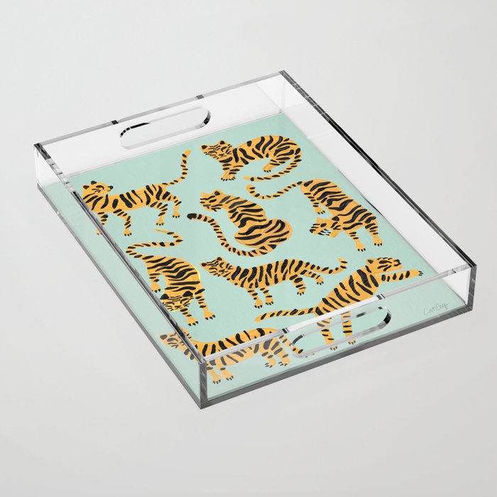 Tiger Collection - Mint & Orange Acrylic Tray Gallery Image 1